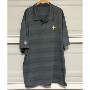 New Orleans Saints Polo Men's XXL Nike Dri-FIT Shirt Grey Striped game day EUC